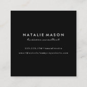 Modern Slank Lux Monogram op zwart Vierkante Visitekaartje (Achterkant)