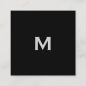 Modern Slank Lux Monogram op zwart Vierkante Visitekaartje (Voorkant)