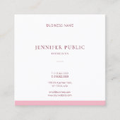 Modern Slank Ontwerp Roze Wit Vlak Verfijnd Vierkante Visitekaartje (Voorkant)