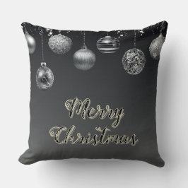 Modern Slank Zwart en Zilver 20" x 20" Groot Kussen