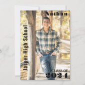 Modern Slank Zwart Goud Afstuderen Fotonaam Kaart (Voorkant)