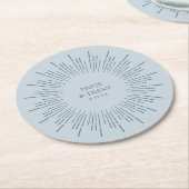 Modern Slate Blue Sunburst Wedding Ronde Kartonnen Onderzetter (Gebogen)