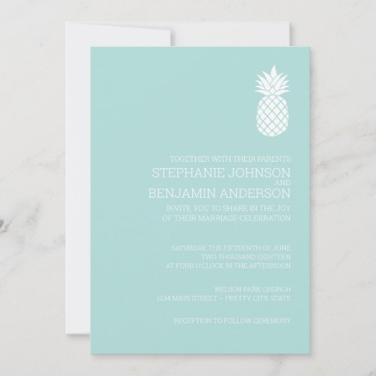 Modern Slate Stripes Pineapple Wedding Kaart (Voorkant)