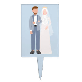 Modern Slecht Moslim Koppel Trouw Lichtblauw Cake Topper