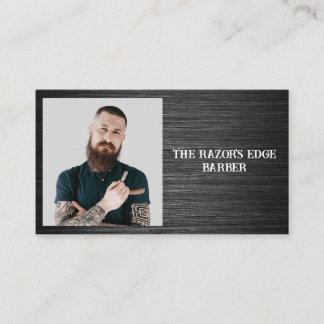 Modern Sleek Black and Gray Barbershop  Visitekaartje