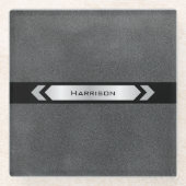 Modern Sleek Gray Executive Desk Glazen Onderzetter (Voorkant)