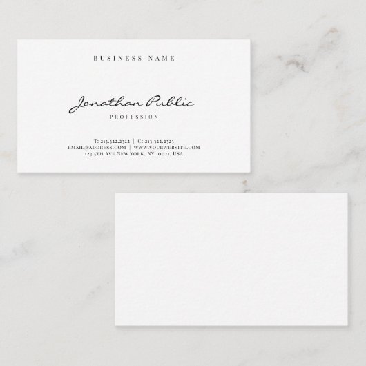 Modern Sleek Simple Template Handwritten Script Visitekaartje (Voorkant / Achterkant)