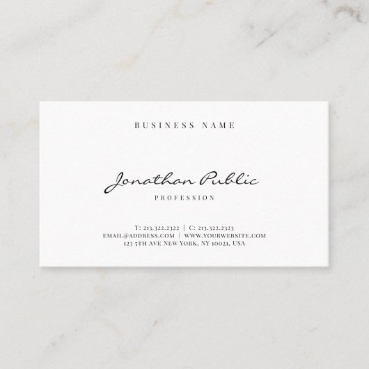 Modern Sleek Simple Template Handwritten Script Visitekaartje (Voorkant)