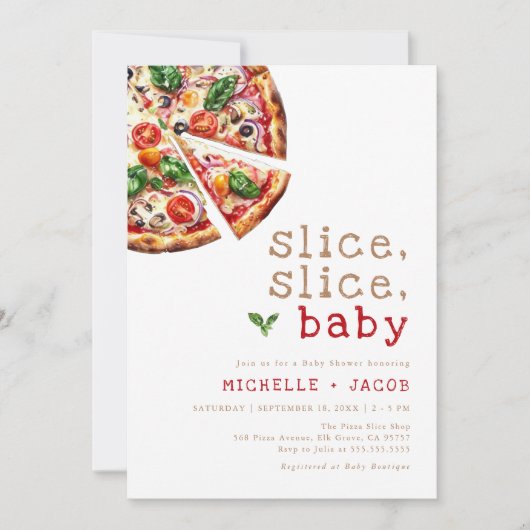 Modern Slice Baby Pizza Baby shower Kaart (Voorkant)