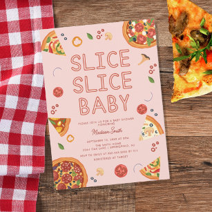 Modern Slice Baby Pizza Baby shower Kaart