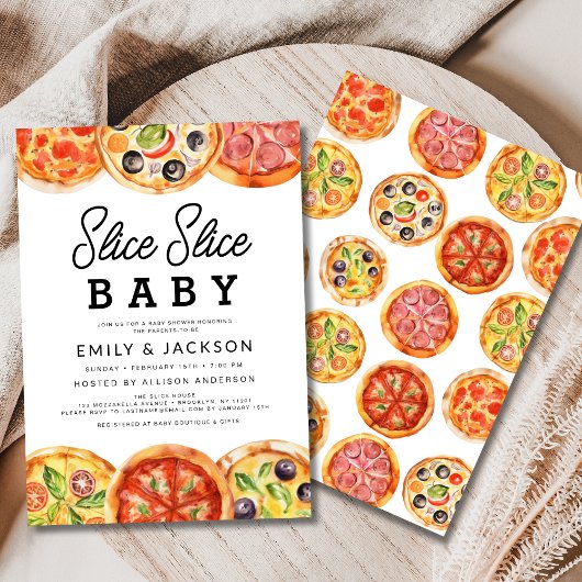 Modern Slice Baby Pizza Baby shower Kaart