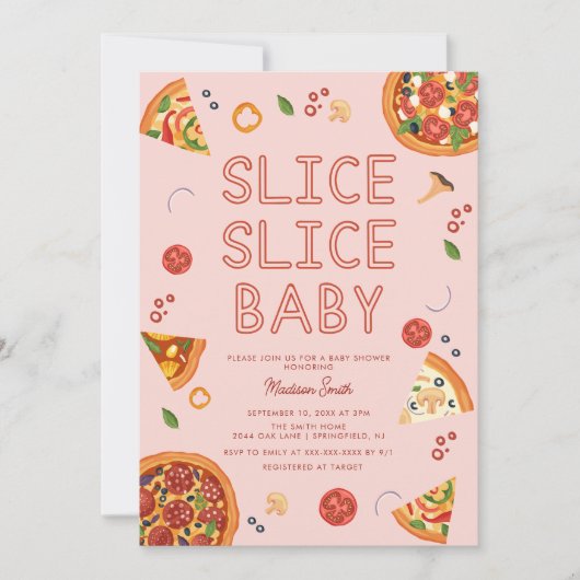 Modern Slice Baby Pizza Baby shower Kaart (Voorkant)