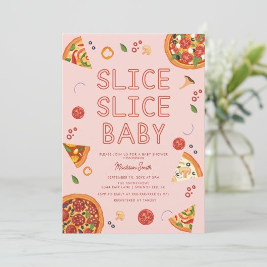 Modern Slice Baby Pizza Baby shower Kaart (Staand voorkant)