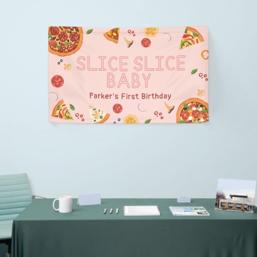 Modern Slice Baby Pizza Birthday Banner (Beurs)