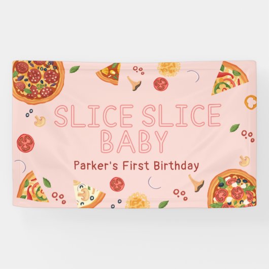 Modern Slice Baby Pizza Birthday Banner (Horizontaal)