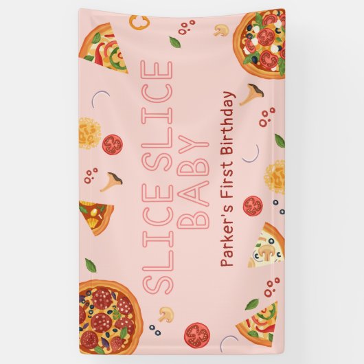 Modern Slice Baby Pizza Birthday Banner (Verticaal)