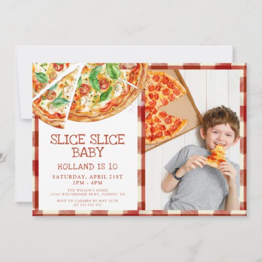 Modern Slice Baby Pizza Birthday Kaart (Voorkant)
