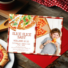 Modern Slice Baby Pizza Birthday Kaart