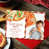 Modern Slice Baby Pizza Birthday Kaart