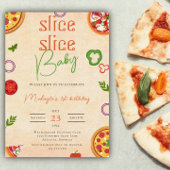 Modern Slice Baby Pizza Eerste Verjaardag Invit Kaart