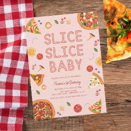 Modern Slice Baby Pizza eerste verjaardag Kaart