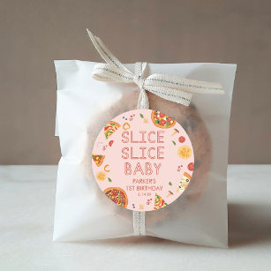 Modern Slice Baby Pizza Party Favors Ronde Sticker
