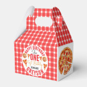 Modern Slice Slice Baby Pizza 1e Verjaardag Bedankdoosjes (Voorkant Zijde)