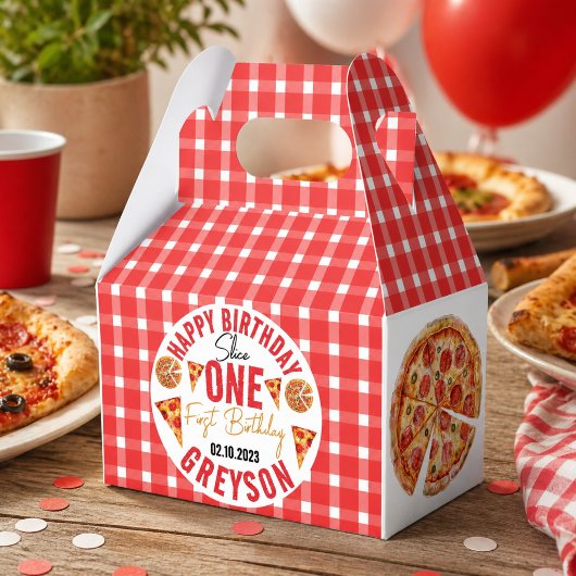 Modern Slice Slice Baby Pizza 1e Verjaardag Bedankdoosjes