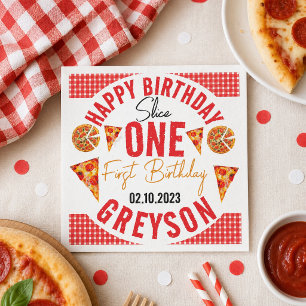 Modern Slice Slice Baby Pizza 1e Verjaardag Servet