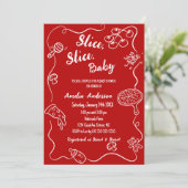 Modern Slice Slice Baby Red Baby Shower Kaart (Staand voorkant)