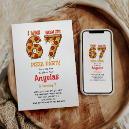 Modern Slice Slice Boy Six Seven Birthday Party Kaart