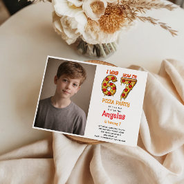 Modern Slice Slice Boy Six Seven Birthday Party Kaart