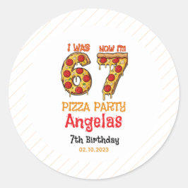 Modern Slice Slice Boy Six Seven Birthday Party Ronde Sticker