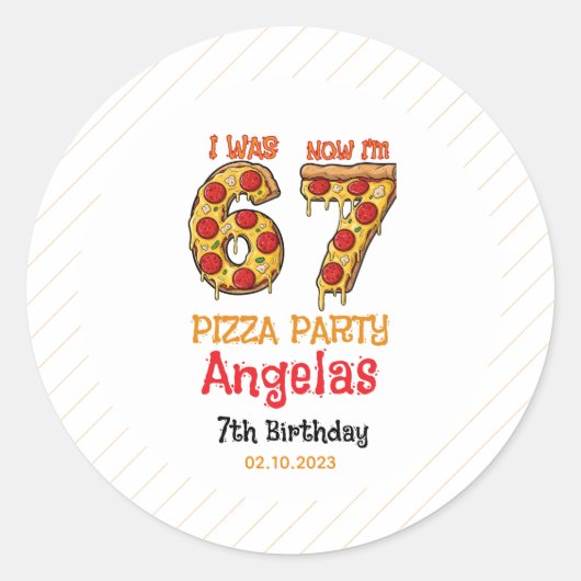Modern Slice Slice Boy Six Seven Birthday Party Ronde Sticker (Voorkant)