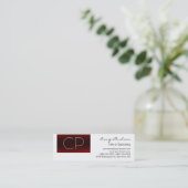 Modern Slim Black White Monogram Visitekaartje (Staand voorkant)