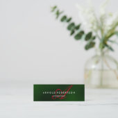 Modern Slim Monogram Green Red Trend Visitekaartje (Staand voorkant)