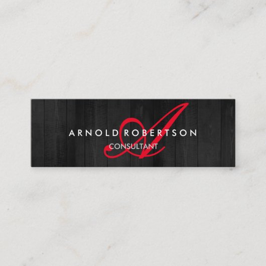 Modern Slim Monogram Trendy Floor Grey Plain Mini Visitekaartje (Voorkant)