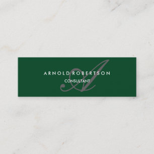 Modern Slim Monogram Trendy Forest Groen Grijs Mini Visitekaartje