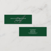 Modern Slim Monogram Trendy Forest Groen Grijs Mini Visitekaartje (Voorkant / Achterkant)