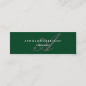 Modern Slim Monogram Trendy Forest Groen Grijs Mini Visitekaartje (Voorkant)