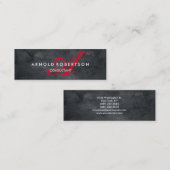 Modern Slim Monogram Trendy Gray Achtergrond Mini Visitekaartje (Voorkant / Achterkant)