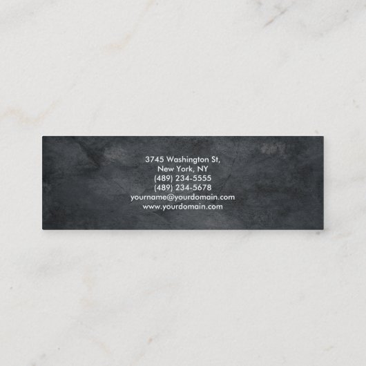 Modern Slim Monogram Trendy Gray Plain Mini Visitekaartje (Achterkant)