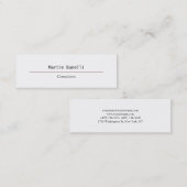 Modern Slim Simple Plain White Mini Visitekaartje (Voorkant / Achterkant)