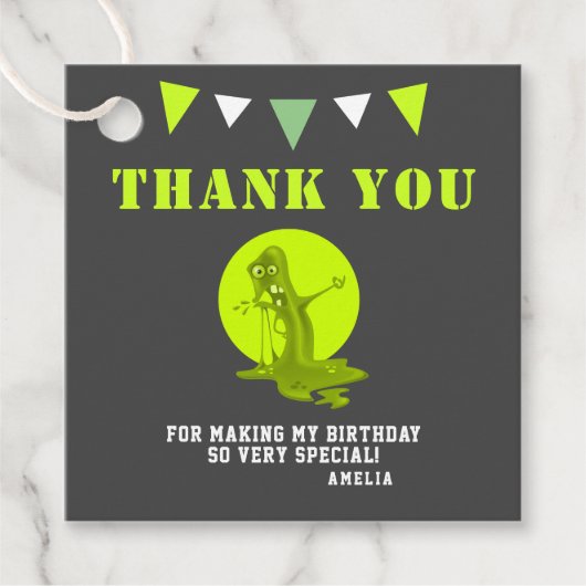 Modern Slime Monster Hartelijk dank Bedankjes Labels (Voorkant)