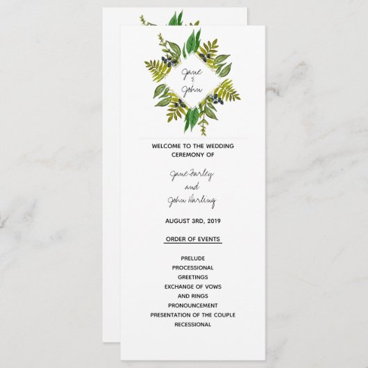 Modern sloopprogramma programmakaart (Voorkant / Achterkant)