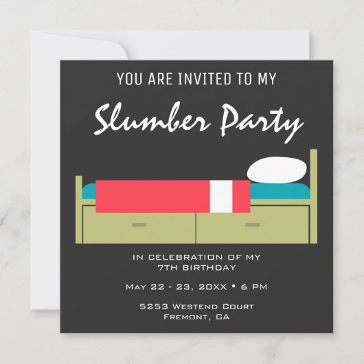 Modern Slumber Party Birthday Uitnodiging (Voorkant)