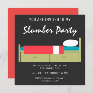 Modern Slumber Party Birthday Uitnodiging