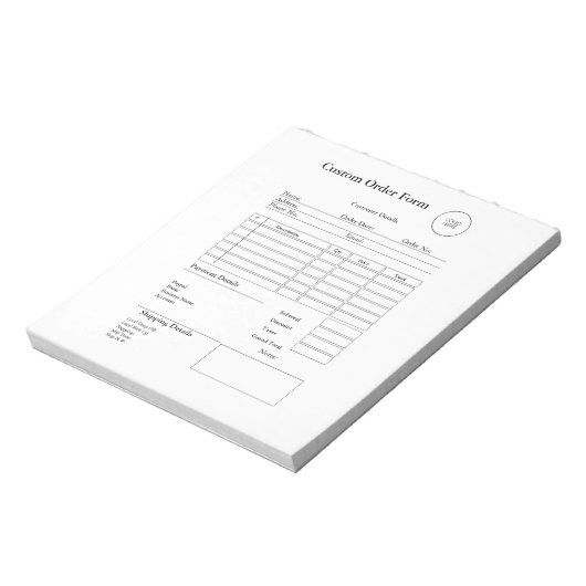 Modern Small Business custom order Sales Receipt Notitieblok (Linkerzijde)