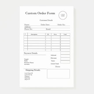 Modern Small Business custom order Sales Receipt Post-it® Notes