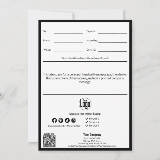 Modern Small Business Pasen Cadeaubon (Achterkant)
